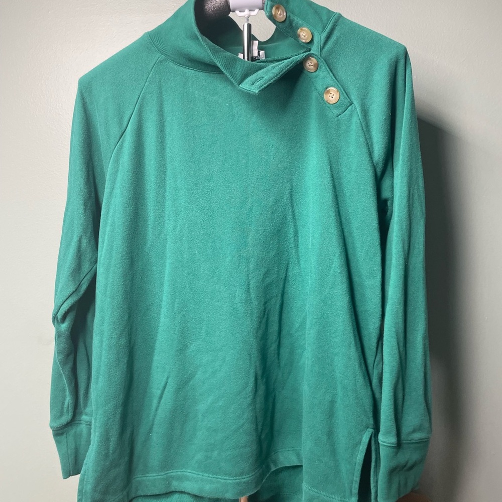 J. Crew Green Button-Detail Sweater